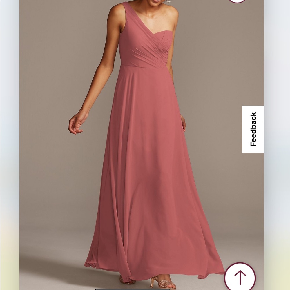 David’s Bridal One-Shoulder Full Skirt Chiffon, Sedona Size 8, Great Condition